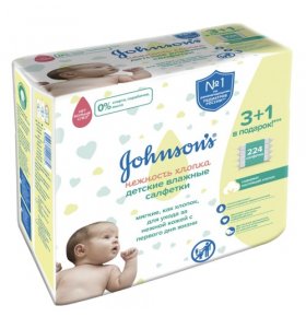 Салфетки детские Нежнось хлопка Johnson's Baby 224 шт