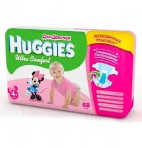 Подгузники Huggies ''Ultra Comfort'' Giga Pack 10-16 кг для девочек  68шт/уп