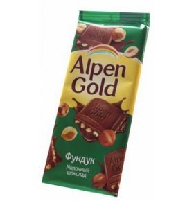 Шоколад молочный с фундуком Alpen Gold 90 гр