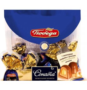 Шоколадные конфеты Саната с лесным орехами ореховым кремом Победа 250 гр