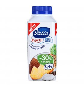 Йогурт питьевой ананас кокос 0,4% Валио 330 гр