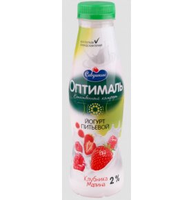 Йогурт питьевой Оптималь 2% клубника малина Савушкин 415 гр