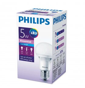 Лампа светодиодная Philips Essential матовая, холодный свет E27, 5-40W