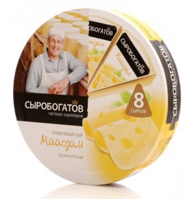 Сыр плавленный Маасдам 50% круг Сыробогатов 130 гр