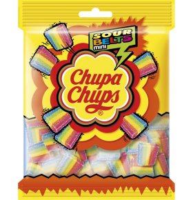 Жевательные конфеты Chupa Chups Sour Belts Mini 150 гр