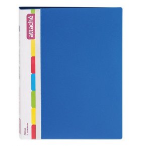 Папка с зажимом А4 0,7 мм синяя до 150 листов, с карманом для CD и визиток Attache 1 шт