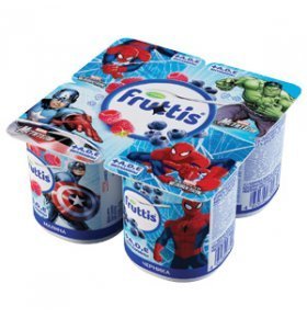 Продукт йогуртный Fruttis малина с черникой Человек Паук и Халк