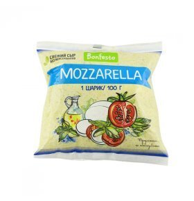 Сыр Моцарелла 1 шарик 45% Bonfesto 100 гр