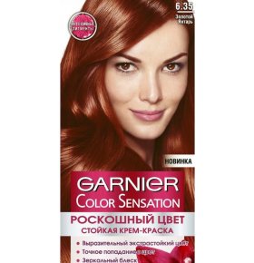 Стойкая крем-краска для волос Color Sensation, Роскошь цвета оттенок 6.35 Золотой янтарь Garnier