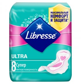 Прокладки Ultra Super c мягкой поверхностью Libresse 8 шт