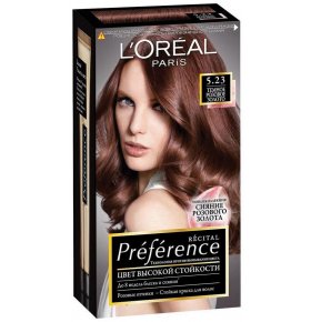 Стойкая краска для волос оттенок 5.23 Темное Розовое Золото L'Oreal Paris Preference
