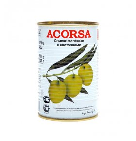 Оливки Acorsa зеленые с косточкой, 425 г
