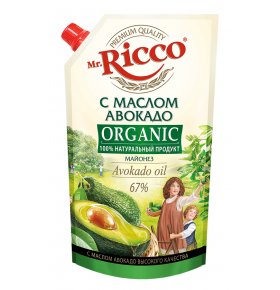Майонез Mr.Ricco с маслом авокадо Organic 67% 375г