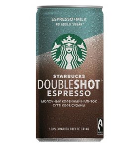 Молочный кофейный стерилизованный напиток 2,6% без сахара Starbucks Doubleshot Espresso 200 мл