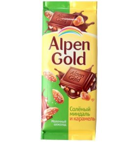 Шоколад соленый миндаль и карамель Alpen Gold 90 гр