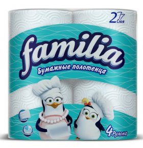 Бумажные полотенца 2-слойные Familia 4 шт