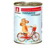Консервы Говядина и сердце Вкусные потрошки для взрослых собак Зоогурман 350 гр