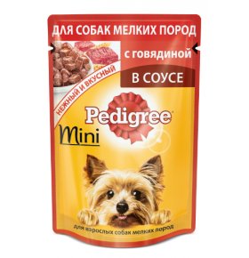 Консервы для взрослых собак мелких пород, с говядиной Pedigree 85 г