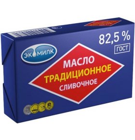 Масло Экомилк традиционное сливочное 82,5% жирности, 180 гр