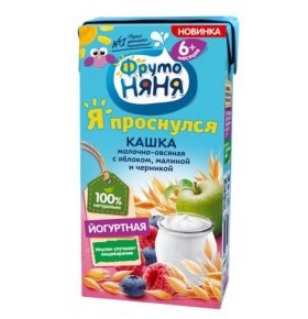 Каша молочно-овсяная с ягодным ассорти с добавлением йогурта ФрутоНяня 200 мл