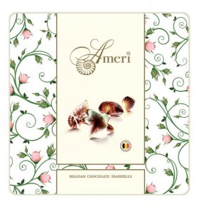 Шоколадные конфеты с начинкой пралине ракушки в весенней коробке Ameri 500 гр
