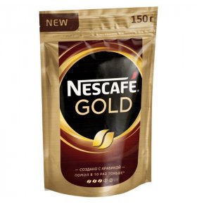 Кофе растворимый сублимированный с добавлением натурального жареного молотого кофе Nescafe Gold 150 гр