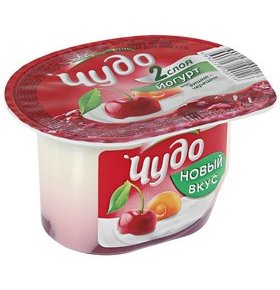 Йогурт с фруктами на дне 2,5% вишня черешня Чудо 125 гр
