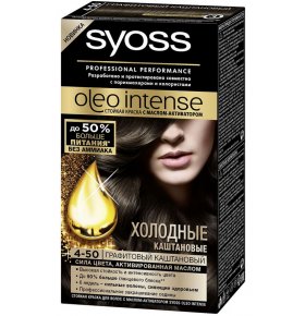 Краска для волос 4-50 Графитовый каштановый Syoss Oleo Intense 115 мл