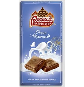 Молочный шоколад Россия-Щедрая душа 90 гр