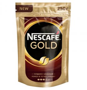 Кофе растворимый сублимированный с добавлением натурального жареного молотого кофе Nescafe Gold 250 гр