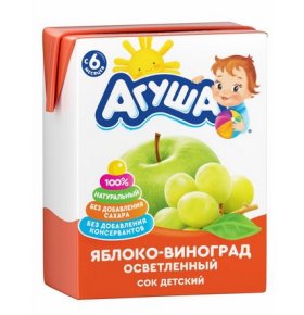 Сок Агуша яблоко-виноград осветленный 200мл