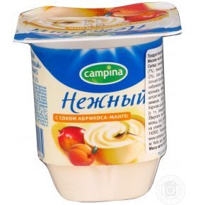 Продукт йогурт.Campina Нежный сок абрик-манго 1,2% 100г