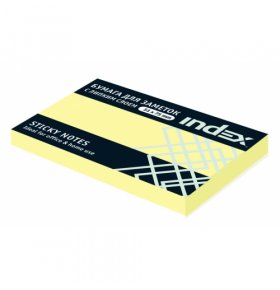 Блок самоклеющейся бумаги 51х75 мм 100 л желтый Index