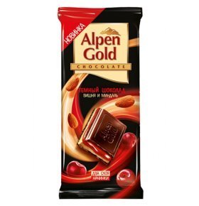 Шоколад темный миндаль и вишня Alpen Gold 90 гр