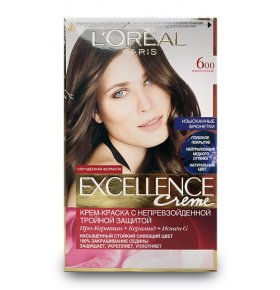 Краска для волос Глубокий темно-русый Crème Excellence L'Oreal № 600