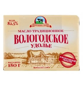 Масло сливочное удолье традиционное высший сорт 82,5% Вологодское 180 гр