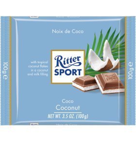 Шоколад молочный Ritter Sport с кокос-мол. кремом 100г
