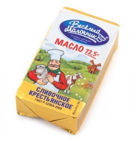 Масло сливочное крестьянское 72,5% Веселый молочник 180 гр