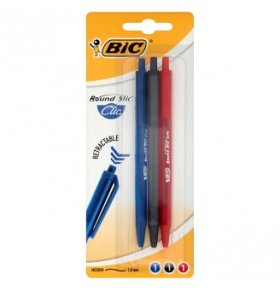 Шариковая ручка с автоматической цветовой смесью в блистере BiC Round Stic Clic 3 шт
