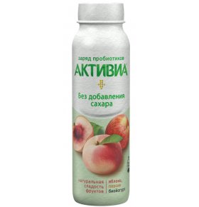Йогурт питьевой Яблоко Персик без сахара Активиа 260 гр