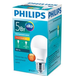 Лампа светодиодная Philips Essential E27 5W 3000К 1 шт