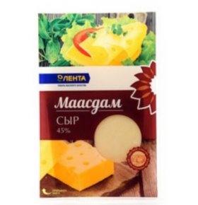 Сыр Маасдам 45% нарезка Лента 400 гр