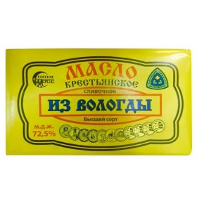 Масло Крестьянское из Вологды 72,5% Северное молоко 180 гр
