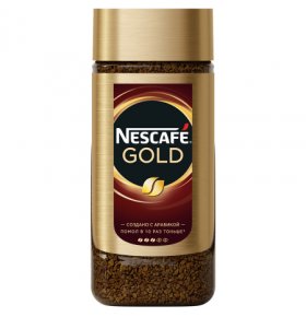 Кофе растворимый сублимированный с добавлением натурального жареного молотого кофе Nescafe Gold 190 гр