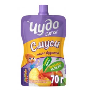 Питьевой йогурт детки Смуси с персиком 2,1% Чудо 70 гр