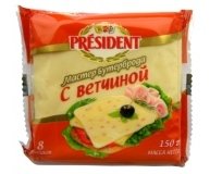 Сыр плавленый PRESIDENT Ветчина Тост 45% 150г