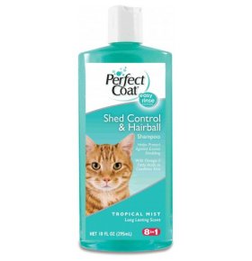 Шампунь 8 в 1 Perfect Coat Shed Control & Hairball Shampoo укрепляющий для кошек 295 мл