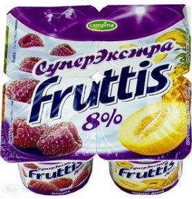 Йогурт малина ананас дыня Fruttis экстра 8% 115 гр
