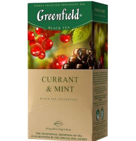 Чай черный байховый с ароматом смородины Currant and Mint Greenfield 25 шт