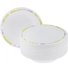 Набор одноразовых тарелок Chinet Flavour, цвет: белый, светло-зеленый, диаметр 18 см, 50 шт